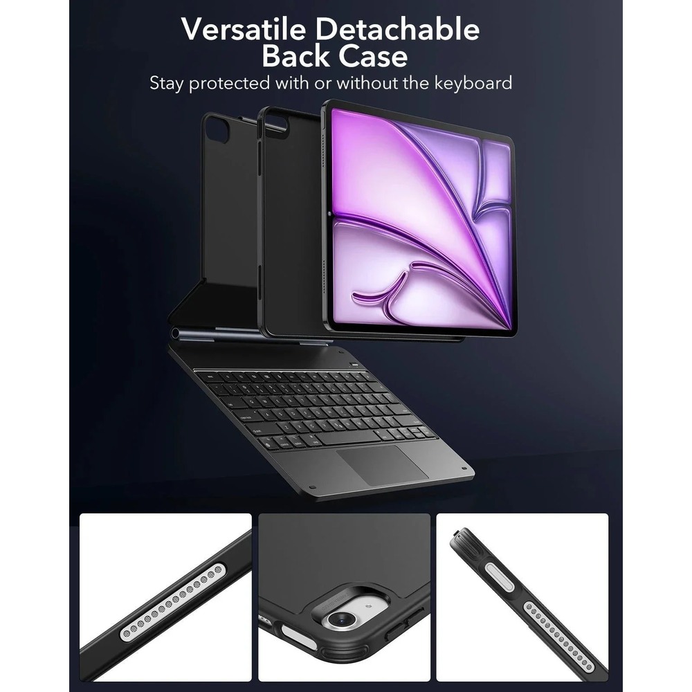 ESR Ipad Air 13 Inch Case Keyboard M4/M3/M2, 2026/2025/2024 Magnetic Stand Black
